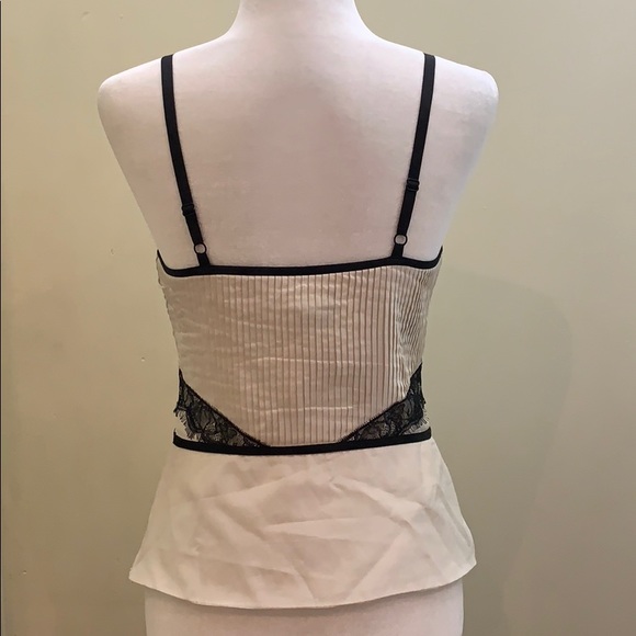 Bebe zip corset blouse spaghetti strap lace pleats - Picture 3 of 7